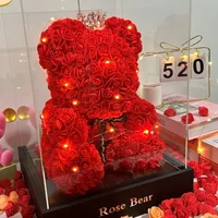 Artificial Flower Eternal Rose Teddy Bear for Mom Mother's Day Birthday Valentine's Day Anniversary Gifts & Decorations
