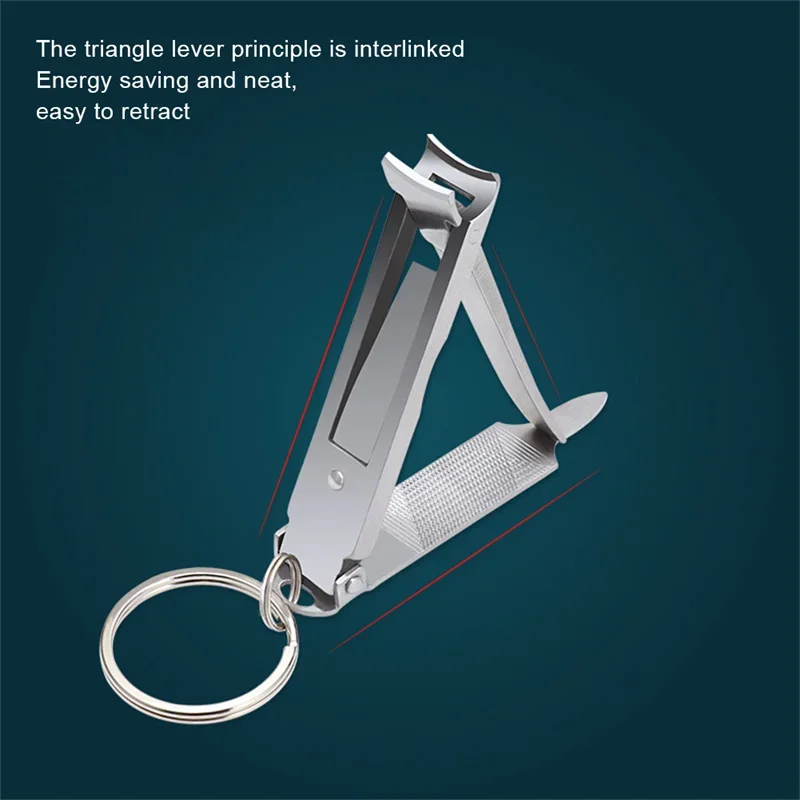 Stainless Steel Ultra-thin Foldable Hand Toe Nail Clippers Cutter with Keychain Trimmer Tool Kit Key Ring