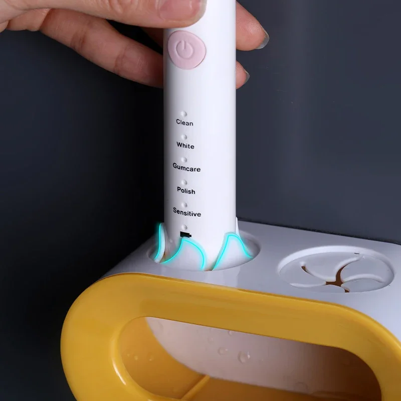 Toothbrush Holder Electric Toothbrush Holder Double Hole Self-adhesive Stand Rack Wall-Mounted Holder Storage Space Saving Bathroom Accessories