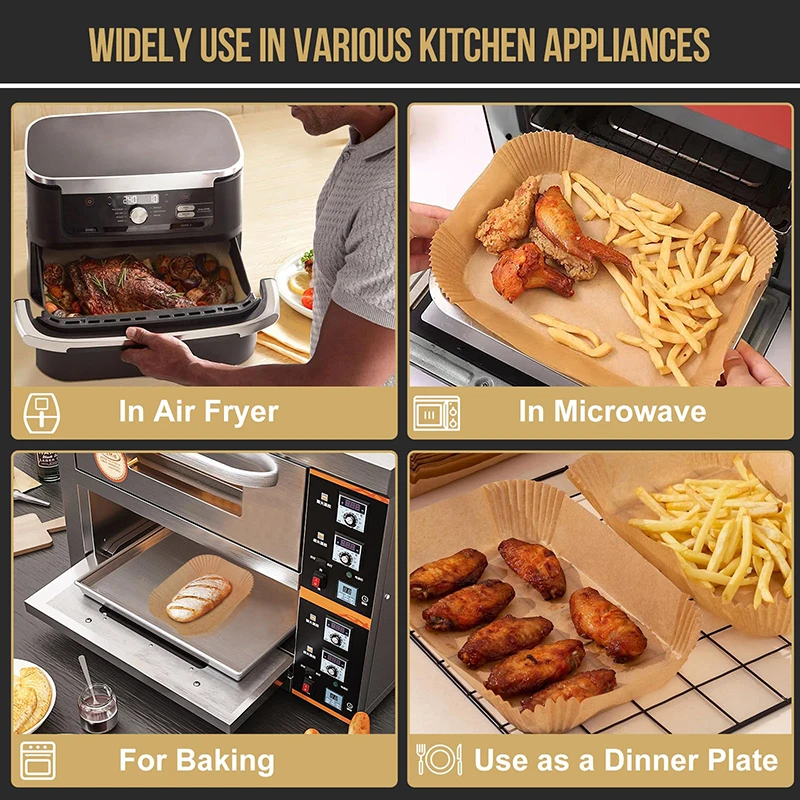 Air Fryer Disposable Paper Liner 31cm Nonstick Airfryer Parchment Special Baking Paper for 2-10QT Cooking Basket