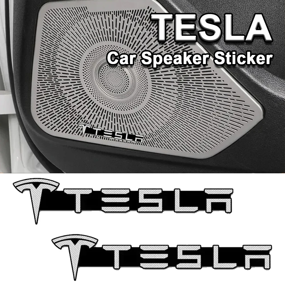 4개 테슬라 스피커 스티커 자동차 오디오 배지 엠블럼 데칼 테슬라 모델 3 Y ..