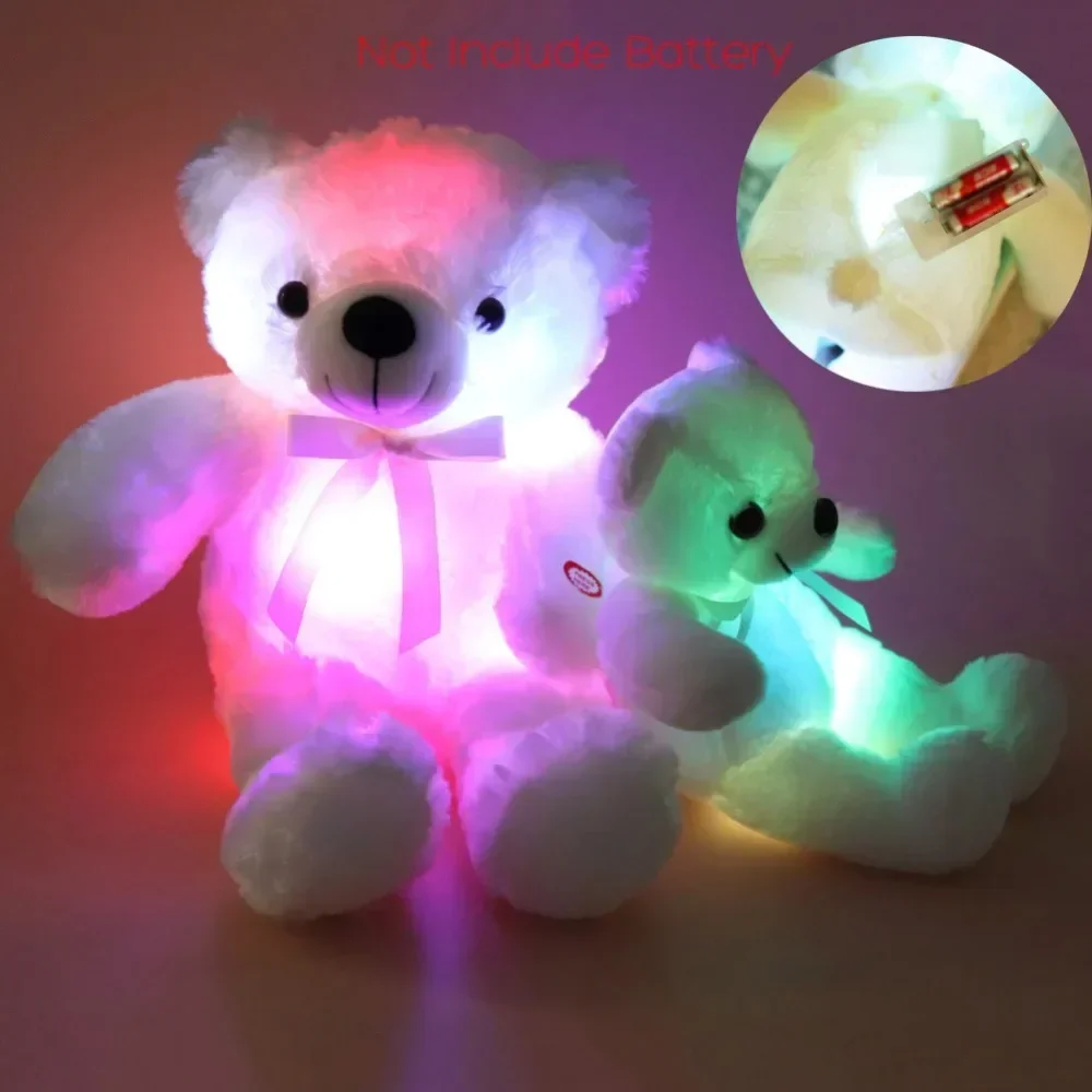 30cm Cute Bear Animals Toy plush toy Creative Light Up LED Colorful Glowing Kawaii Bear Christmas Gift for Kids Photography Accessories