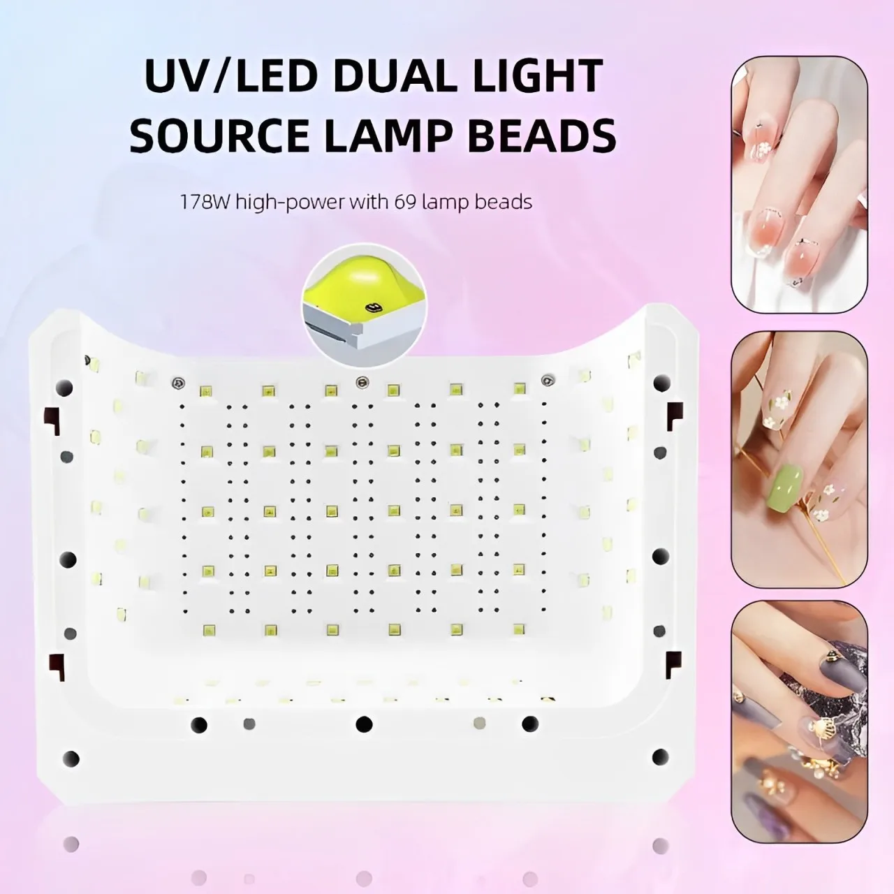 Rechargeable UV LED Nail Lamp 69LEDS Cordless Nail Dryer for Gel Polish Professional Nail Art Manicure Tools For Home And Salon 3