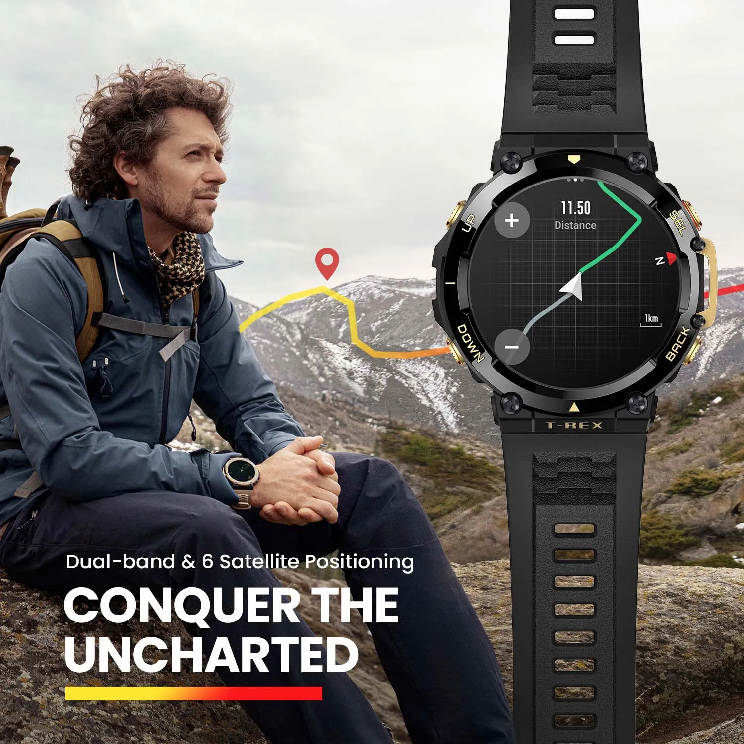 New Amazfit T Rex 2 Smartwatch T-Rex 2 Dual Band Route Import 150+Built-in  Sports Modes Smart Watch