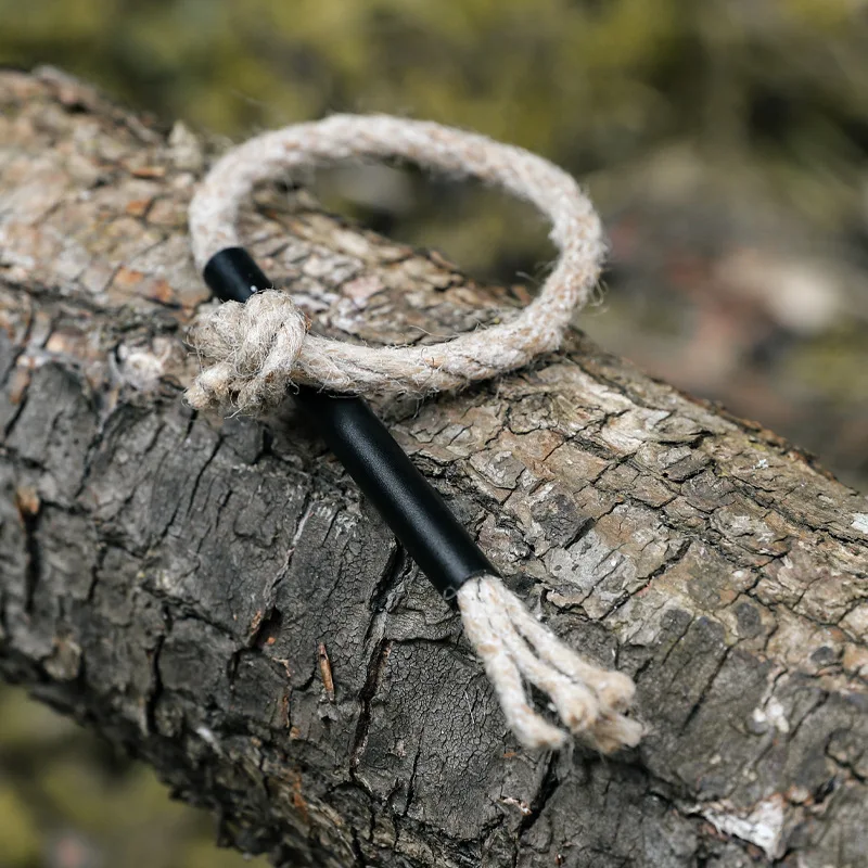 Tinder Tube Wick Vintage Jute Rope Cord Accessory with Aluminum Sleeve for DIY Crafts Outdoor Camping Hiking Trekking Supplies