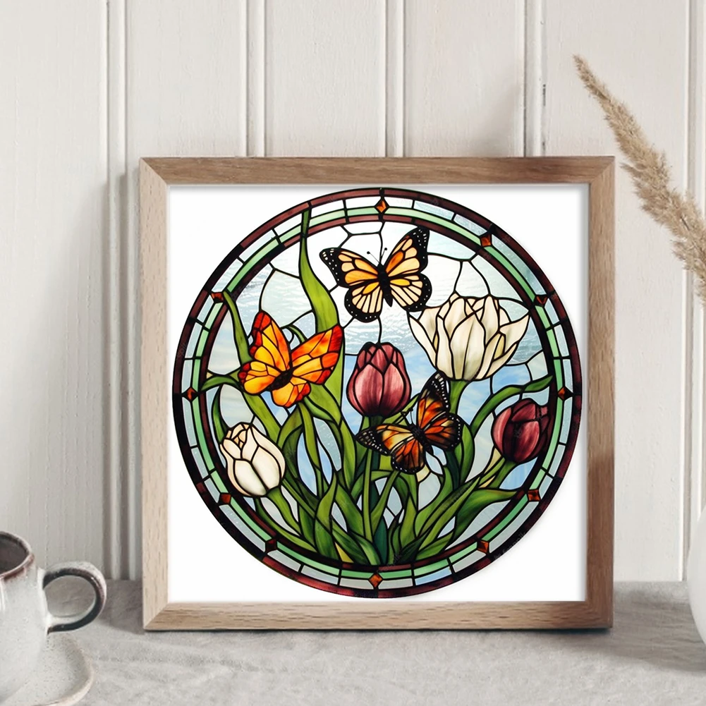 Full Embroidery Eco-cotton Thread Cross Stitch Kit 20*20CM 18CT Stained Glass Animal Cross Stitch Print Canvas Kit Home Decor Painting Embroidery