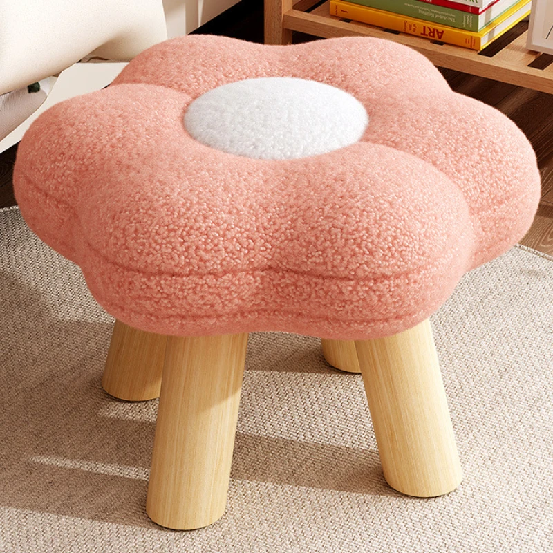 Satin Floral Small Footstool With Wooden Feet / Upholstered Handmade Stool  Bed Step Footrest Mum Dad Gift Home Office Under Chair Foot Stool 