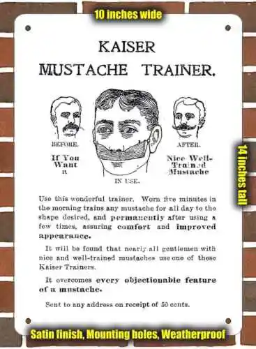 

Металлический знак-1902 фигурка усов стикер-10x14 дюймов