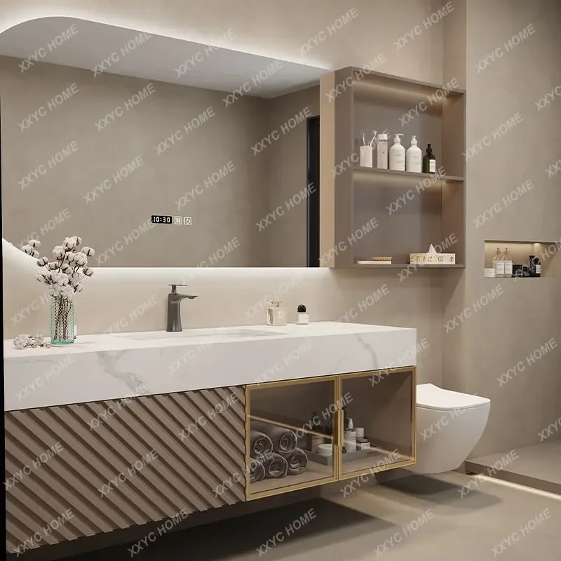 Bathroom Cabinet Modern Minimalist Face Wash Wash Basin Cabinet Italian Stone Plate Washstand Customizable