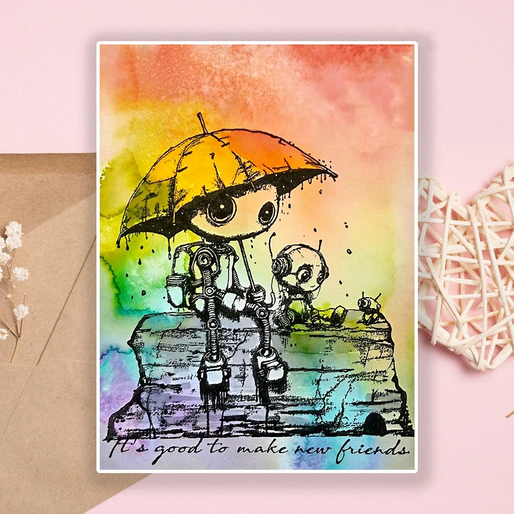 Time Together Robot Series Clear Stamp for DIY Scrapbooking Paper Craft Card Making clear stamps clear rubber stamps