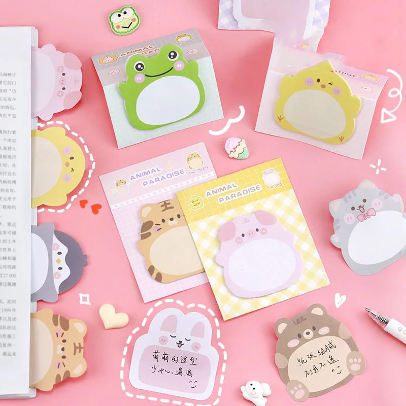 Adhesive Kawaii Cartoon Animals Sticky Notes Notepad Memo Pad Stationery Sticker 8 pcs/set 1-3-5 set