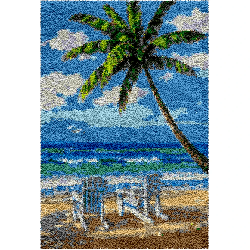 

Latch Hook Rugs Kits for Adults Sea Carpet embroidery with Pattern Printed Canvas Rug Crochet Patterns Yarn Kits Tapestry