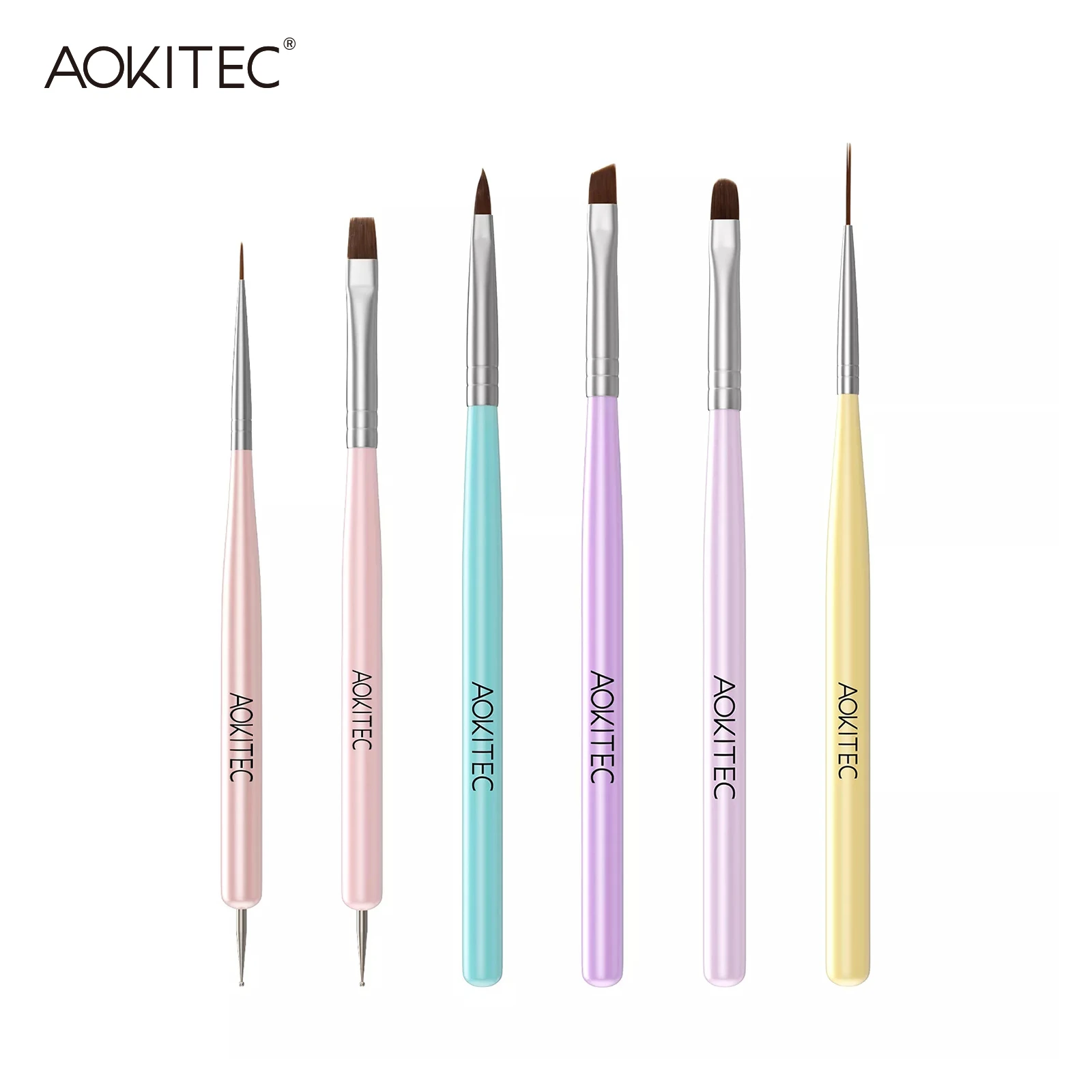 Aokitec Nail Art Brushes Set Gel Polish Nail Art Design Gel Brush Nail