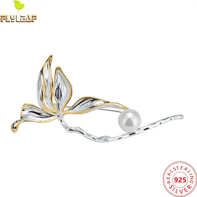 

Real 925 Sterling Silver Jewelry Natural Freshwater Pearls Orchid Brooch For Women Flowers Brooches Suit Dress Accessories 2022