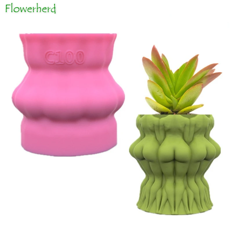 

3D Succulent Flower Pot Silicone Mold Home Decoration Cement Epoxy Concrete Potted Mold Pen Holder Epoxy Resin Molds