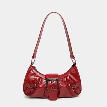 Borsa a tracolla stile Maillard di nuova moda in pelle vintage piccante ragazza Y2K borsa da ascella cintura con rivetti borsa da sella alla moda borsa retrò