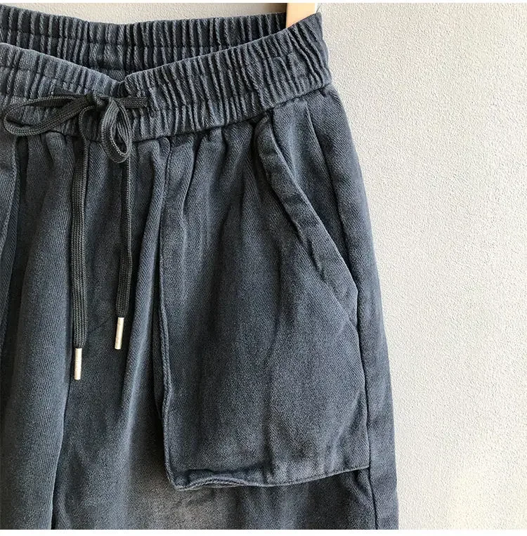 Description Picture 4 of itemIdopy Men`s Hip Hop Harem Pants Drawstring Elastic Waist Denim Tapered Joggers Jogging Pants For Male