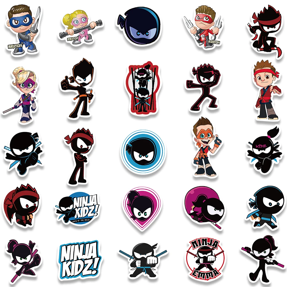 50PCS Ninja Kidz Cool Game Anime Stickers for Scrapbook Motorcycle Skateboard Bike Laptop Phone Suitcase Car Sticker Kids Toy