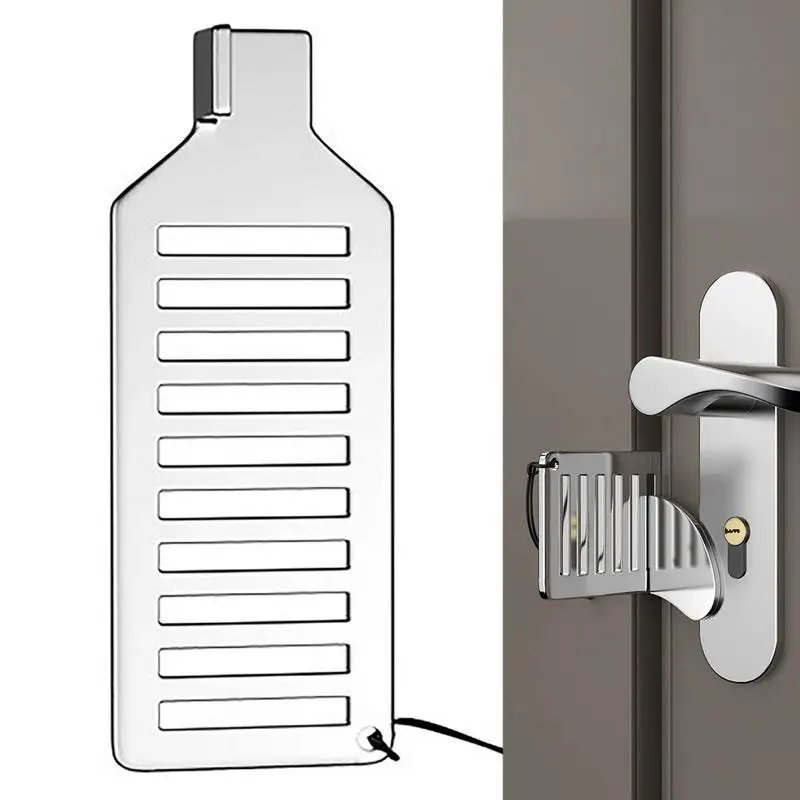 Portable Door Lock Latch Heavy Duty Door Lock Stoppers Home Security Stainless Steel Adjustable for Travel