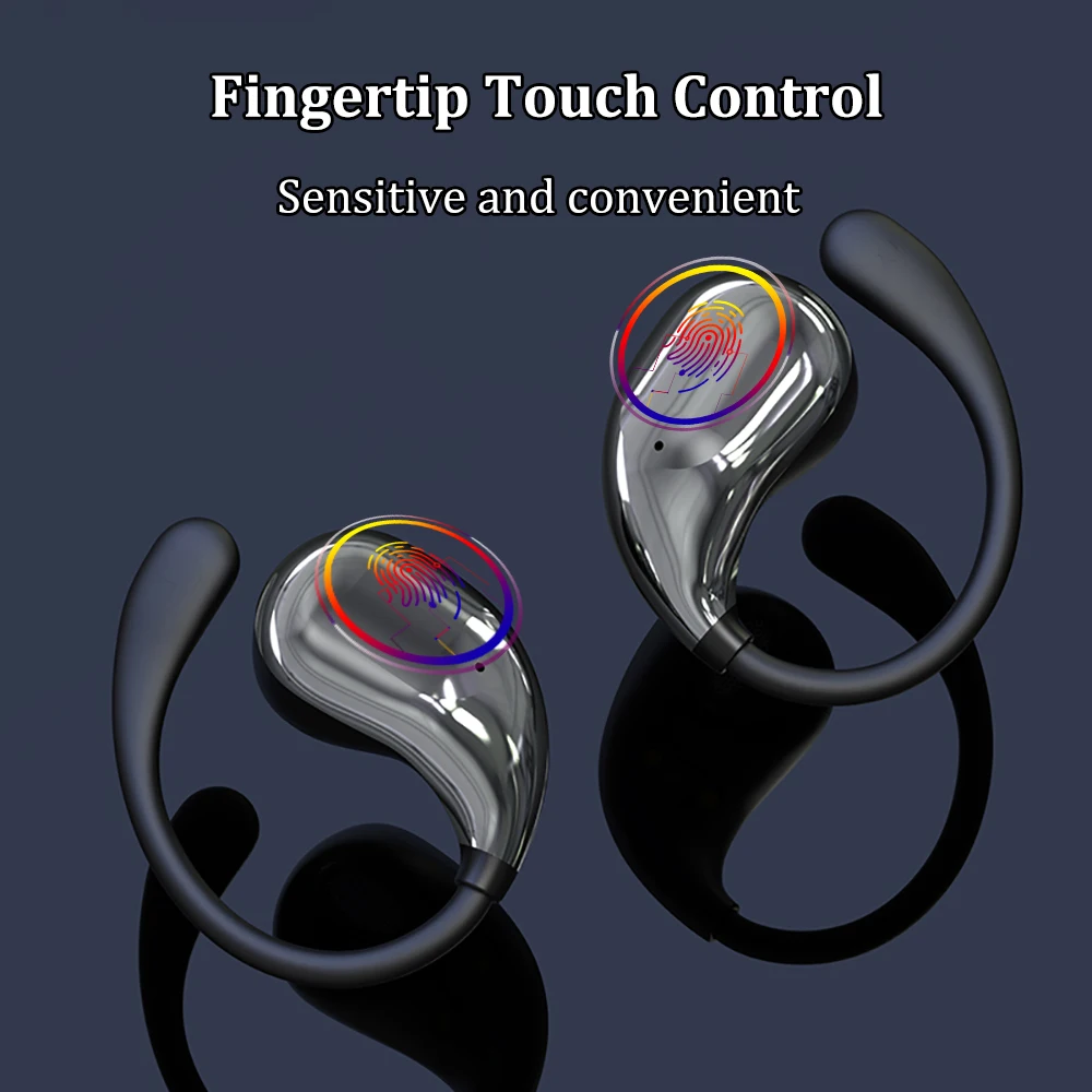 Bluetooth 5.4 Ear Hook Headphones TWS Wireless Earphones HiFi Stereo Waterproof Headsets LED Display Long Standby Touch Earbuds 4