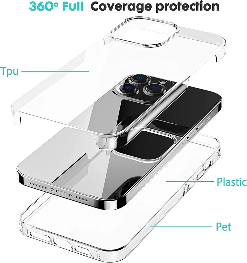 360° Full Body Clear Hybrid Phone Case - Slim & Durable Silicone Cover