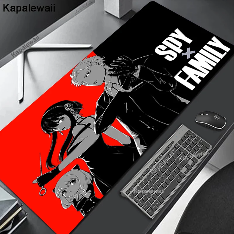 

Резиновый Большой Коврик для клавиатуры в стиле аниме Spy X Family, размер XXL, 90x40, Настольный коврик для студентов, настольный геймерский коврик д...