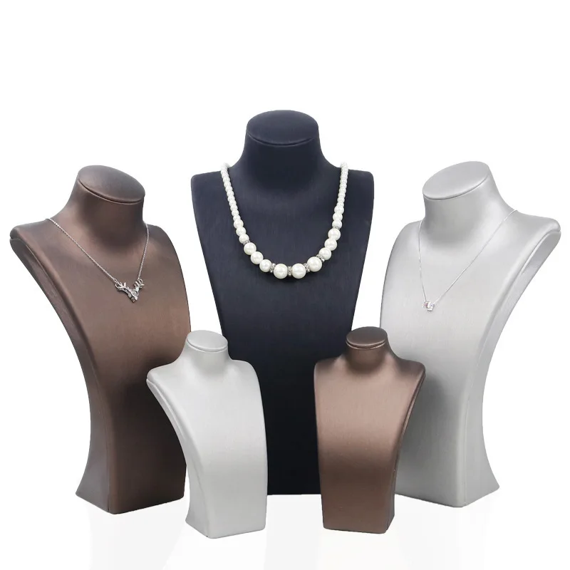 Luxurious PU Leather Jewelry Display Stand - Elegant Necklace Pendant Holder for Showcases and Photo Props