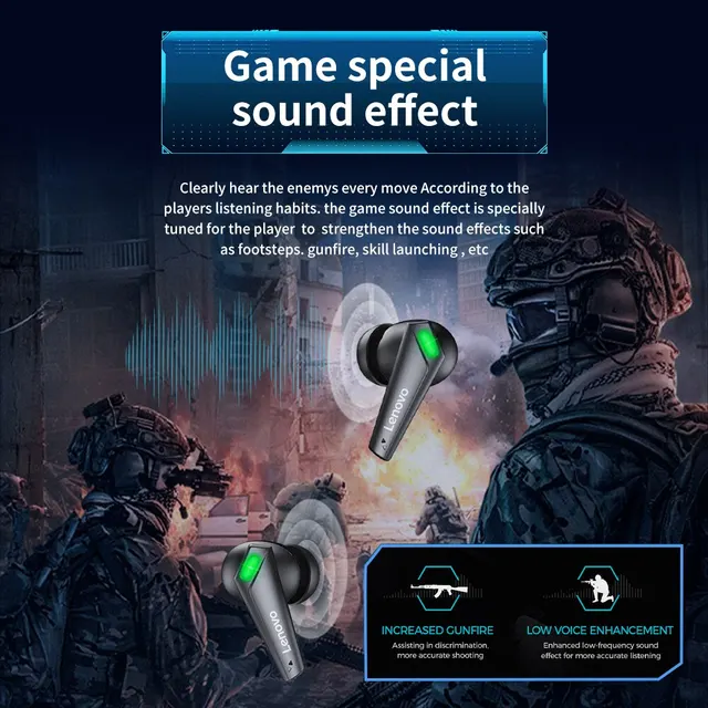 Lenovo-auriculares inalámbricos Thinkplus XT85II, cascos con Bluetooth 5,3, resistentes al agua, reducción de ruido y micrófono para videojuegos - Image 4