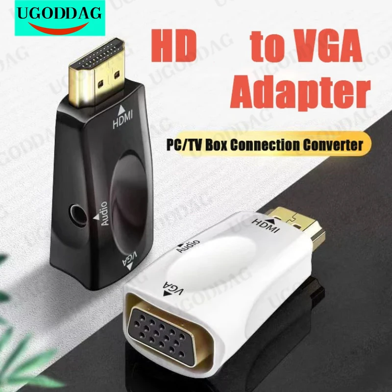 HDMI to VGA Adapter Cable VGA to HDMI Converter 3.5mm Audio Port Out 1080P HD Video Male Input Female Output For Computer Monitor PC TV