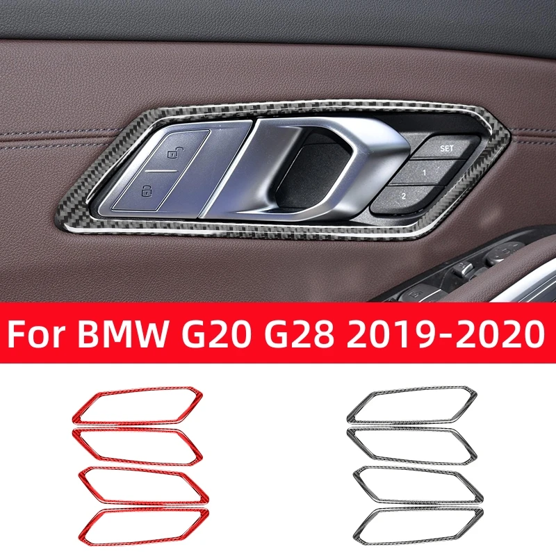

Для BMW 3 серии G20 G28 2019-2020 аксессуары из углеродного волокна интерьер автомобиля интерьер дверная ручка отделка крышка рамка Декор наклейки