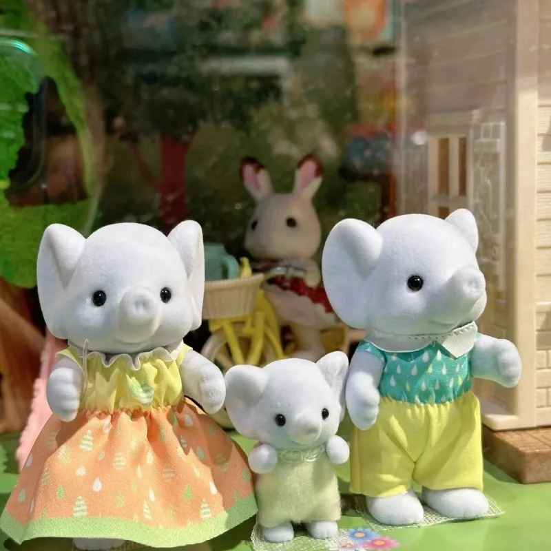 Sylvanian Families Anime Girl Figures Calico critters Furniture Set ternurines Authentic  elephant family trio 5771 5