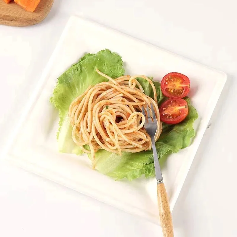 20/50PCS White Disposable Square Paper Plates Eco-friendly Paper Food Plates Barbecue Salad Bread Dessert Party Tableware