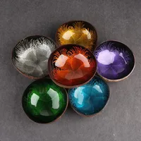 Natural Superior Coconut Bowl Splash Ink Coconut Shell Candy Storage Bowl Container Desk Ornament Creative Handicraft Decoration 1
