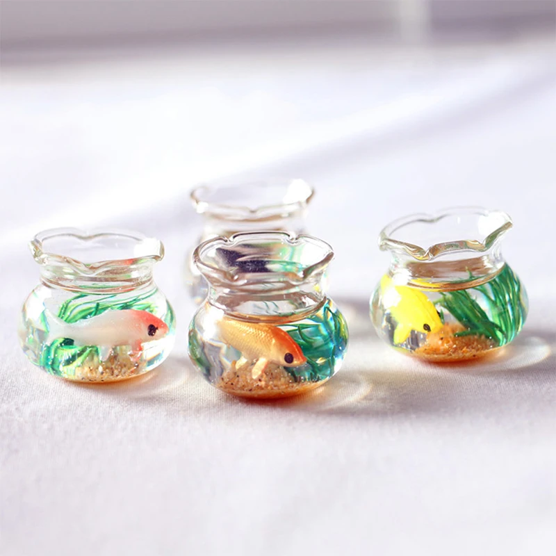 Миниатюрные стеклянные рыбки для кукольного домика бачок чаша аквариумная кукла фотоигрушка для кукольного домика наклейки
