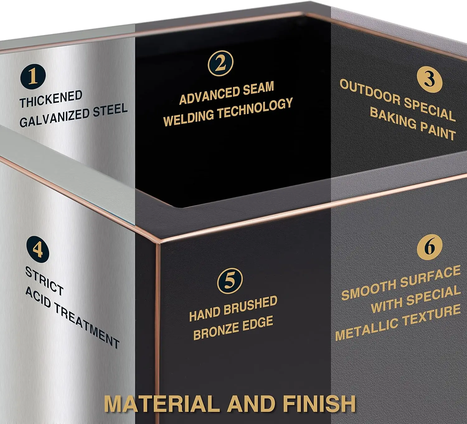 Metallic Outdoor Planter with Gold Edge 5