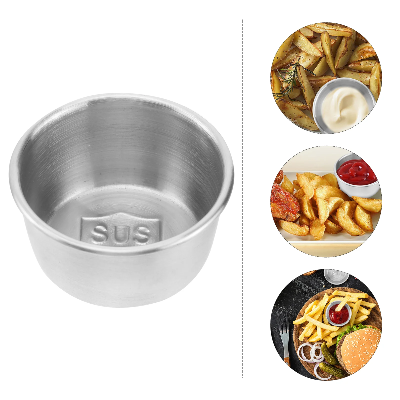 

9/10/12pcs Stainless Steel Condiment Sauce Cups Tomato Sauce Container Dipping Bowl for Restaurant Home Party