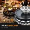 600ml Fondue Pot with 8 Forks and Electric Raclette, Dual Adjustable Thermostats, Perfect Fondue Grill Combo for Family Fun 3