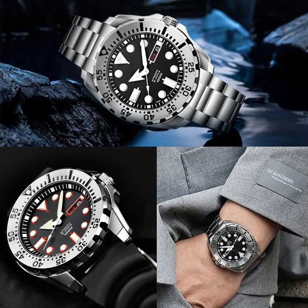 Men's 44mm Steel Watch Case with Sapphire Glass and Accessories