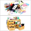 Bamboo Makeup Organizer with 3 Drawers & 12-Grid Lipstick Holder, Desk Bamboo Vanity Jewelry Organizer 6