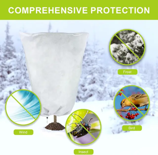 Multi-size Winter Plant Protection Bag Non-woven Plant Against Cold Warm Cover with Zipper Drawstring Vegetation Anti-Frost Bags 4