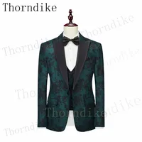 Thorndike Men Spring 3 Pieces Classic Blazers Suit Sets Men Business Blazer +Vest +Pants Suits Sets Autumn Men Wedding Party Set 2