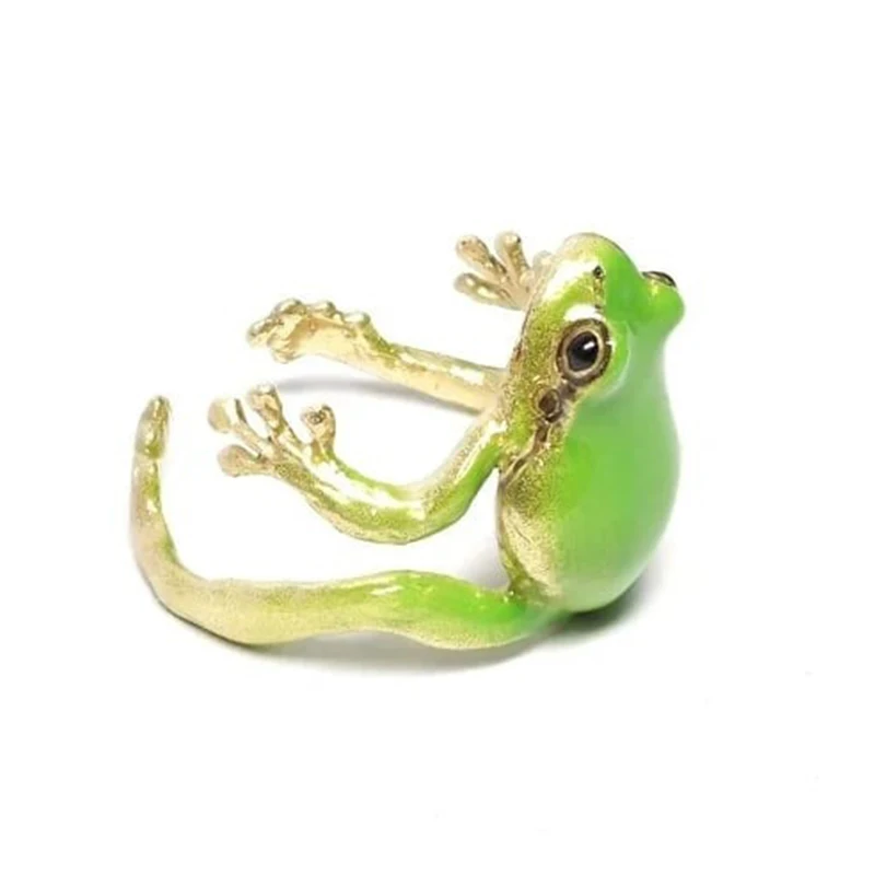 Bague grenouille réglable vert pour homme et femme élégante_voghion.com