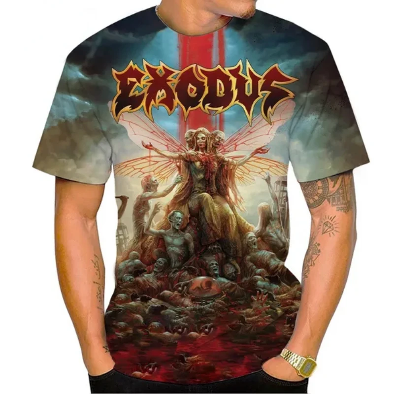

Summer New Men Clothing Metal Rock Exodus Band 3D Print T-shirt Personalized Hip Hop Harajuku Street Unisex Oversized T Shirt