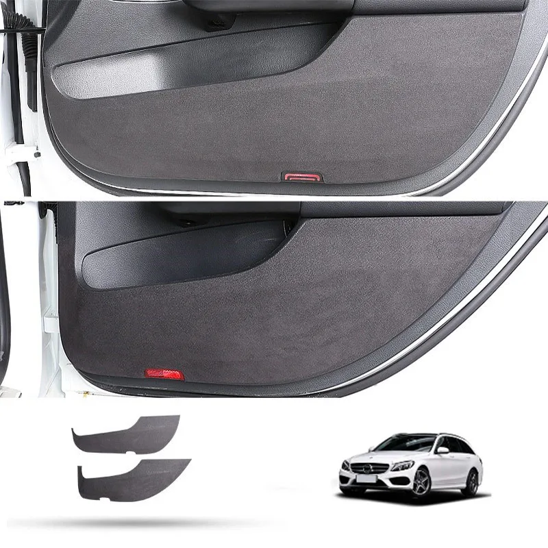 

4pcs Car Door Anti Kick Pad Leather Protectiom Film Sticker For Mercedes Benz C Class 2021 2022 C260 C200 Car Trim Accessories