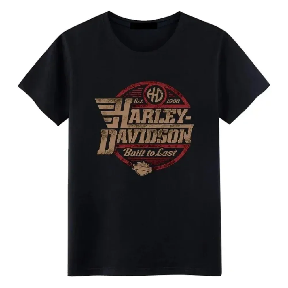 Genérico Camiseta Negra Harley Logo Dorado Hombre 100% Algodon