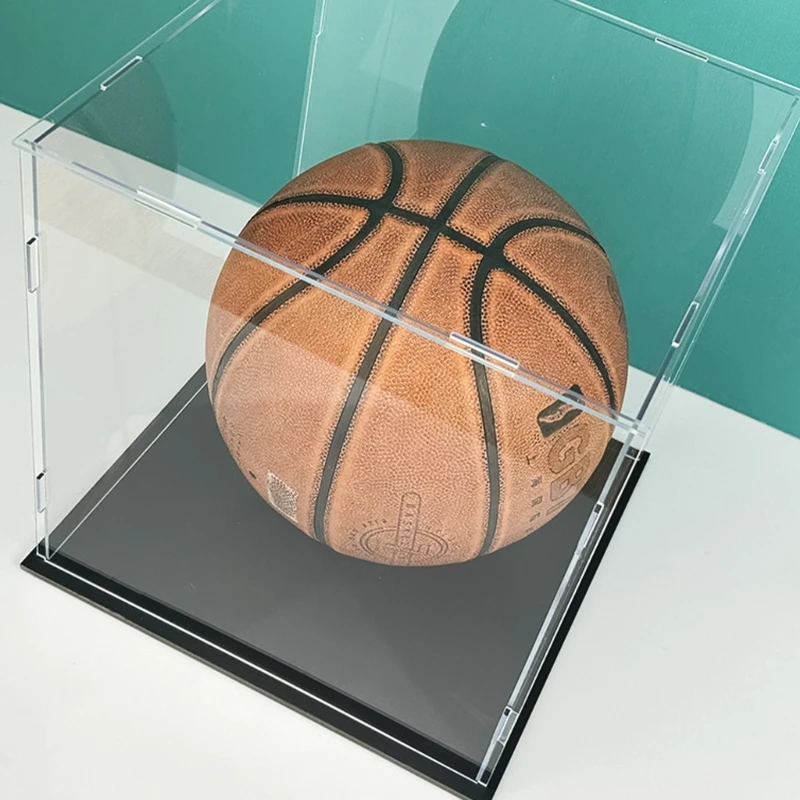 N0HA Clear Acrylic Display Case Dustproof Basketball Holder Display Box for Baseball Soccer Volleyball Figures Collectibles