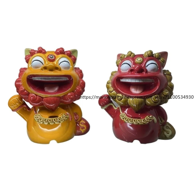 Shiwan Ceramics Lucky Cat Dance Lion Travel Hand Letter Gift Checkout Page Piggy Bank Cat Feng Shui Creative Ornament 5