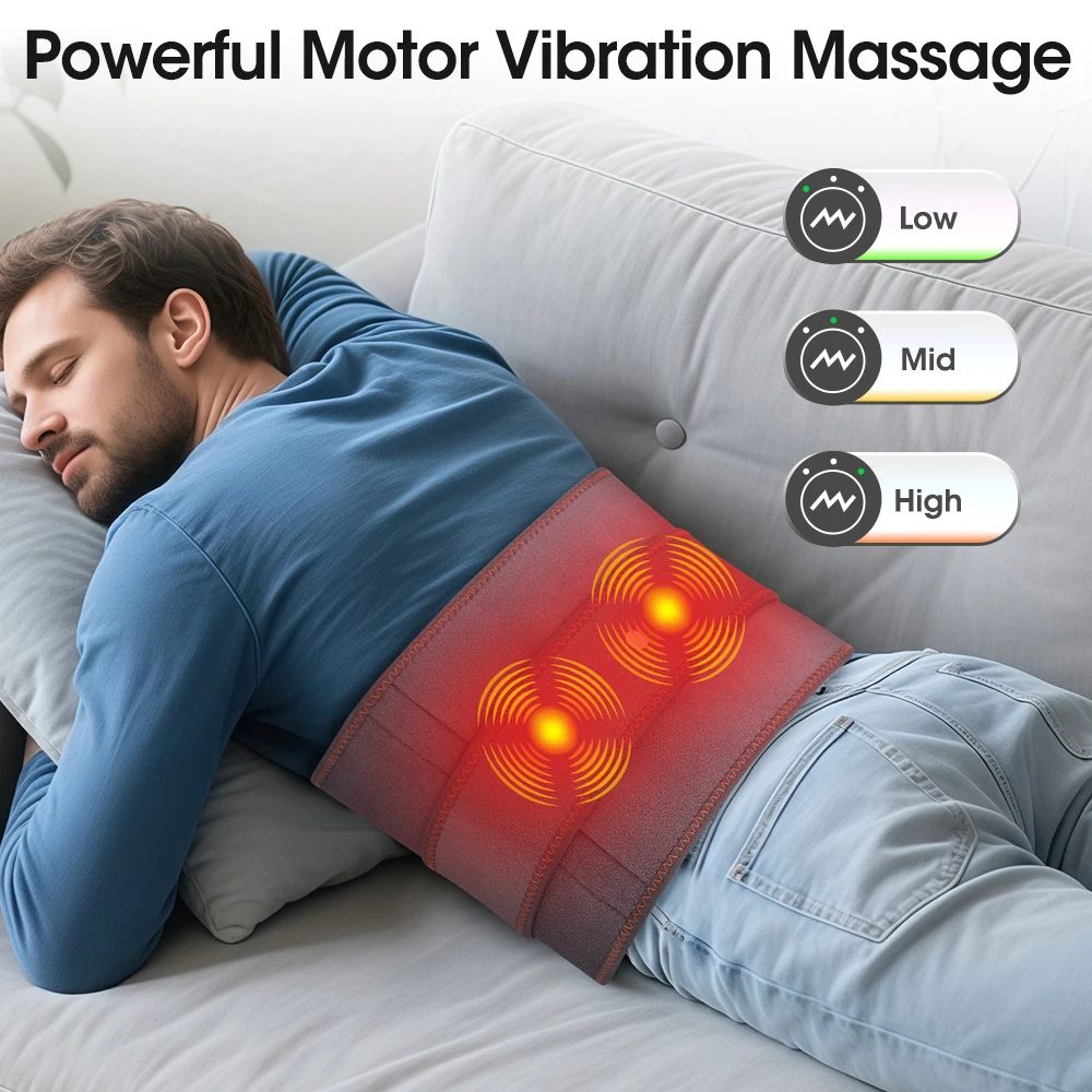Electric Heating Waist Massager Vibration Hot Compress Support Brace Belt Back Relax 3 Gear Adjustment Heated Massage Waist Belt