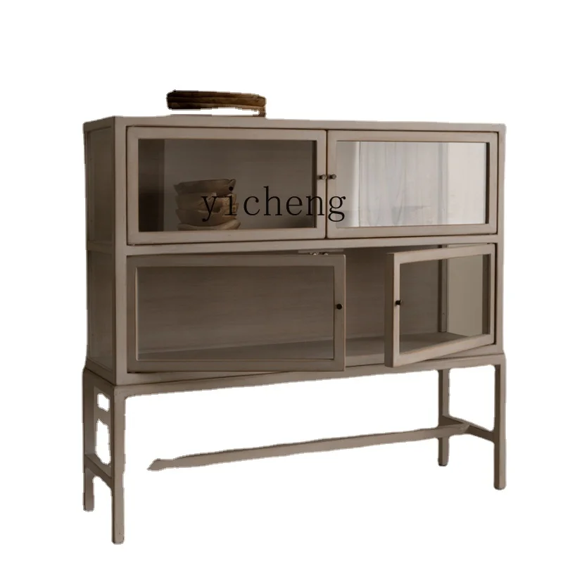 

Tqh Retro Simple Solid Wood Bookcase Home Showcase Study Hand Office Jewelry Cabinet