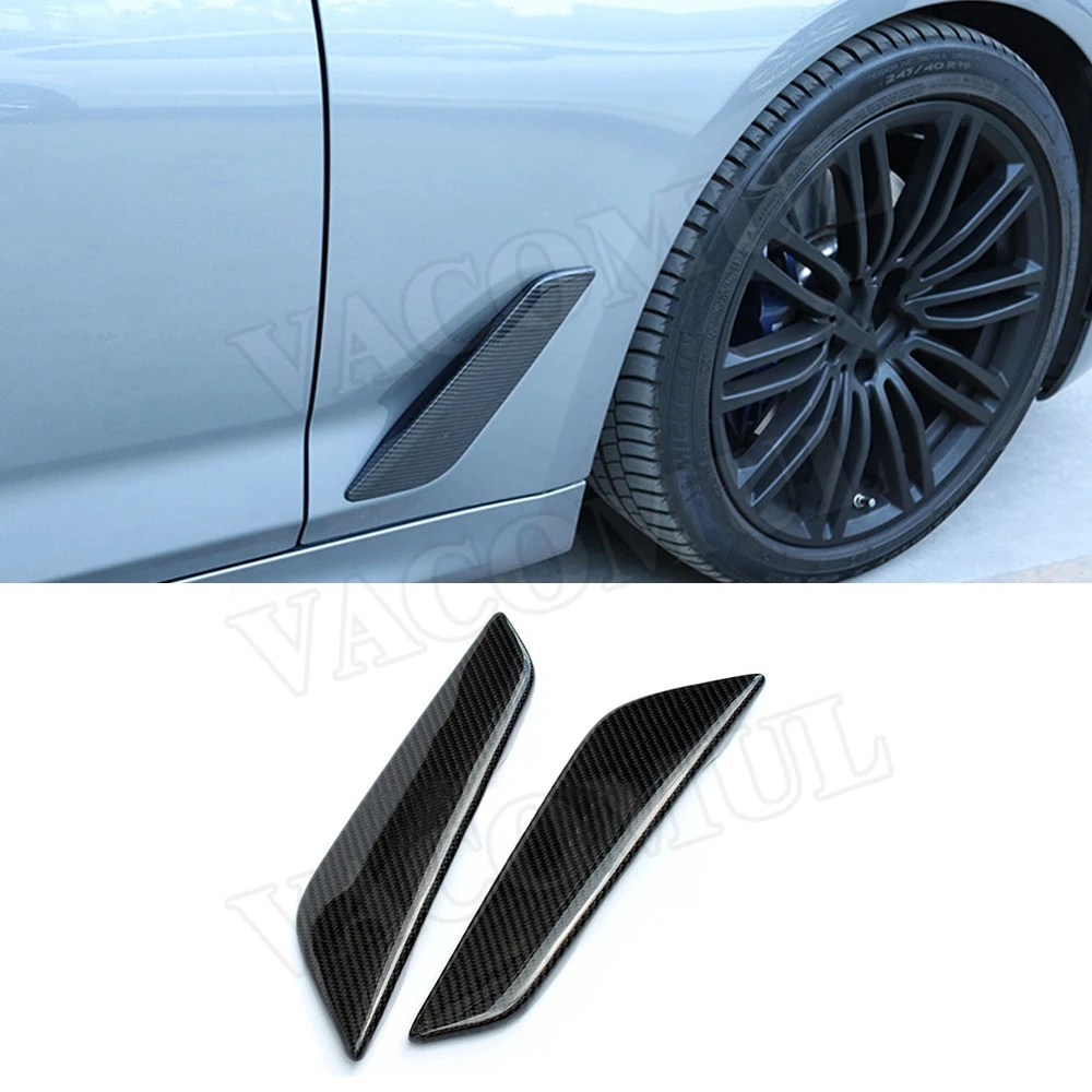 

2PCS Car Front Fender Side Wing Air Flow Intake Cover Trims Carbon Fiber Decor Hood Sticker For BMW 5 Series G30 G31 2017-2019